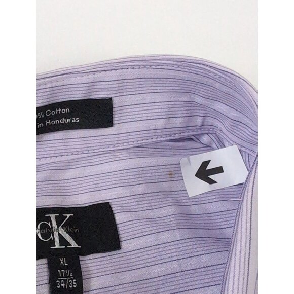 Calvin Klein Shirt Mens XL Purple‎ Stripe Button Up Long Sleeve Business Casual - Picture 8 of 13